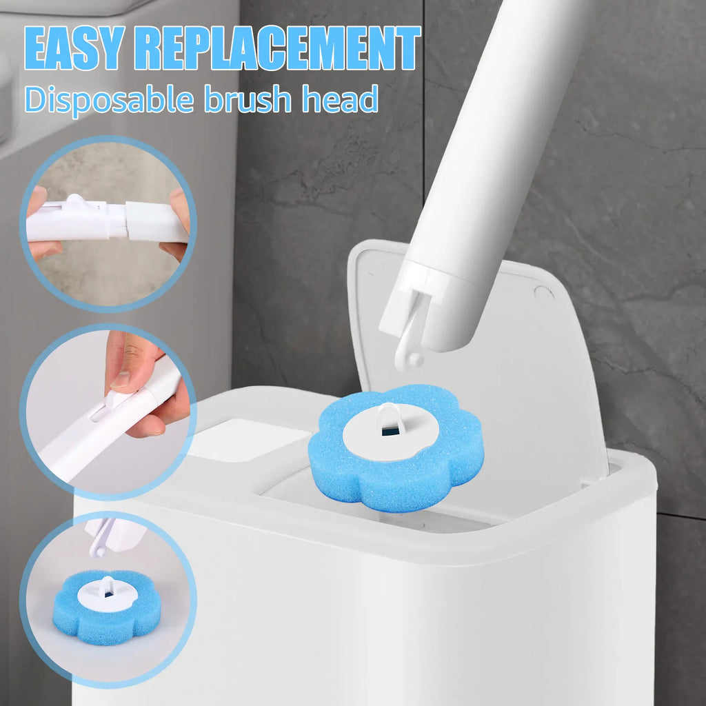 18/36Pcs Toilet Brush With Disposable Replacement Head Kits Upgrade Long Handle Bathroom Cleaning Brush For Home Wc Accessories