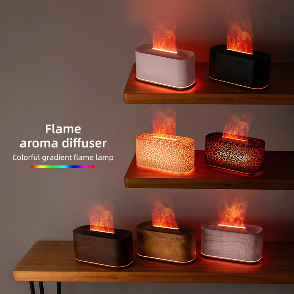 Flame Essential Oil Diffuser, Colorful Flame Diffuser Humidifier, 7 Colour Lights Noiseless Essential Oil Diffuser with Auto Off