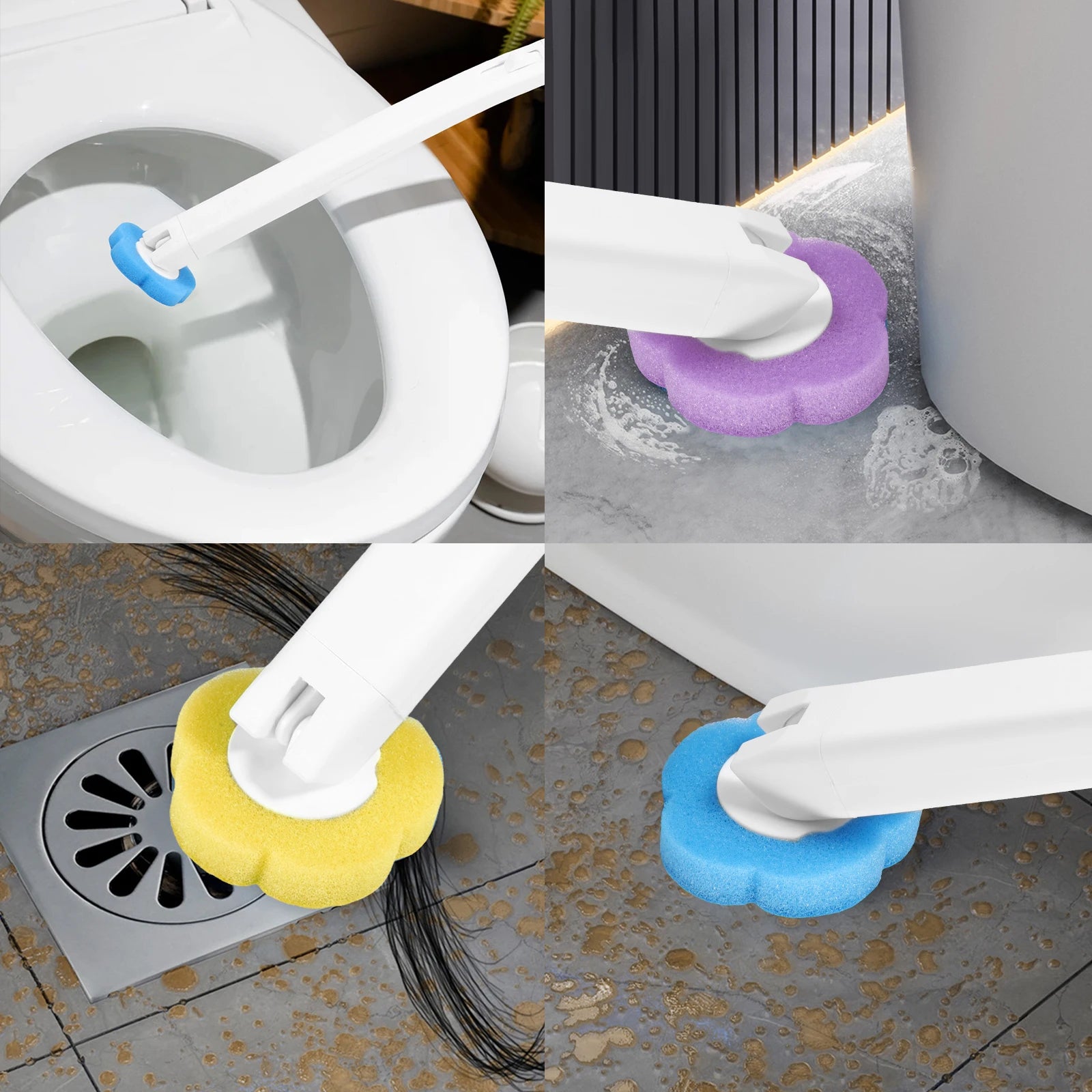 18/36Pcs Toilet Brush With Disposable Replacement Head Kits Upgrade Long Handle Bathroom Cleaning Brush For Home Wc Accessories